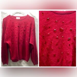 Vintage Silk and Angora Blend Sweater Retro Embellished 80/90’s Sweater Med